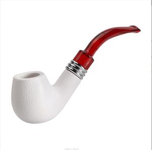 İmitasyon Sepiolit Beyaz Kırmızı Kuyruk Sigara Tutucu, Söndürülebilir ve Yıkanabilir Boru, Eski Moda Zarif Çekiç, Pürüzsüz ve Döngü Sigara Seti