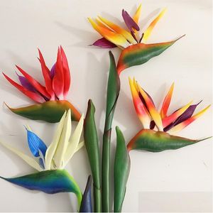 Dekoratif Çiçek Çelenkleri Yüksek Dereceli Yapay Kuş Cennet Gerçekçi Gerçek Touch Sahte Ev Dekoru Düğün Çiçek Düzenli Dhfrl