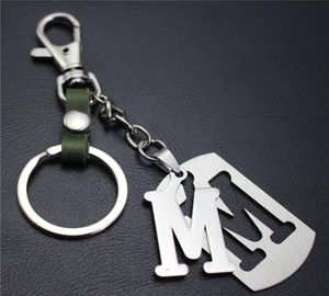 Заглавная буква M, отделяемый кулон из нержавеющей стали, кожаные брелки, подвесная сумка, автомобильный брелок, 26 букв, серия Gift5508616