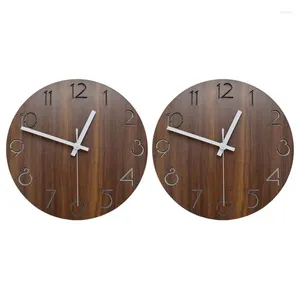 Настенные часы 2X12 дюймов, винтажные арабские цифры, дизайн, деревенский стиль, тосканский стиль, деревянные декоративные круглые часы