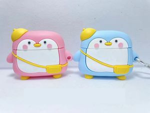 3D-Pinguin-Kopfhörerhüllen für Airpods Pro2 3gen 3 Airpod Pro 2 Ear Fashion Cute Lovely Soft Silikon Air Pods 1 2gen Protector, stoßfeste Abdeckung mit Karabiner-Schlüsselanhänger