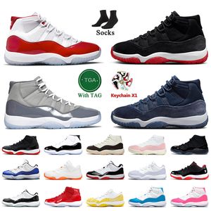 Air Jordan 11 Retro Cherry 11s Cool Grey 11 Basketball Shoes Jumpman XI DMP Bred Midnight Navy Low Space Jam Pink Midnight Navy【code ：L】Trainers Sneakers