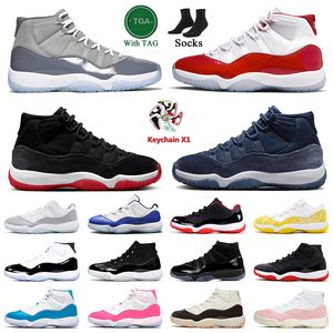 Nike Air Jordan 11 Retro Jorden11s Basketbol Ayakkabıları Kadın Erkek Antrenör Jumpman Low 72-10 Pure Violet Cherry Cool Grey Bred Concord Gamma Blue Space Jam Sneakers