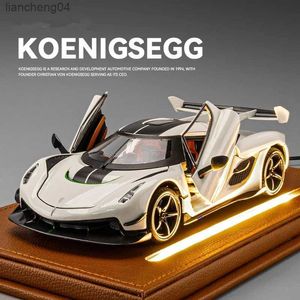 Литые модели автомобилей 1 24 Koenigsegg Jesko Attack, модель гоночного автомобиля из сплава, литье под давлением, металлические спортивные автомобили, модель автомобиля, звук и свет, детские игрушки, подарок
