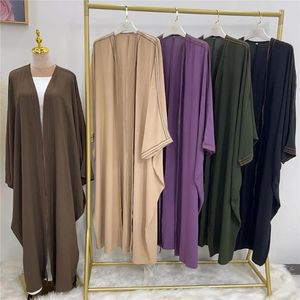 Etnik Giyim 2024 Müslüman Kadınlar Kimono Açık Abaya Türkiye Robe Dubai Kaftan İslami Mütevazı Dua Afrika Elbiseleri Kaftan