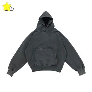 Tecido pesado melhor qualidade dupla camada oversized hoodie com capuz masculino feminino vintage lavado preto streetwear pullovers