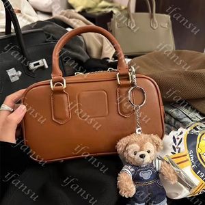 Kadın Moda Retro Orijinal Deri Square Bowling Ball Boston Yastık Çantası Tek Omuz Crossbody Çanta Çanta Makyaj Çantası Seyahat