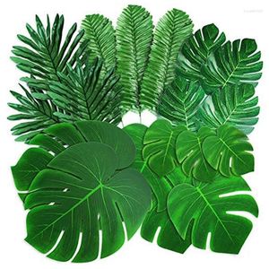 Dekoratif Çiçekler Palmiye Yapay Tropikal Monstera Yeşil Sahte Yaprak Dekorasyonları Dekorasyon için Düğün Doğum Günü Tema Partisi