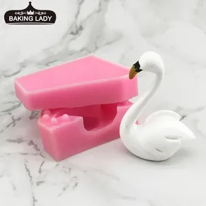 Pişirme Kalıpları Üç Boyutlu Flamingo ŞEKİL Silikon Kalıp Beyaz Kuğu Fondan Diy Mousse Kek Mum Alçı