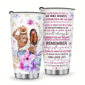 Tumblers 20oz Paslanmaz Çelik Silindir Termal Kahve Kupası Çiçeği Arkadaşlar Sisters Göndermek için Doğum Günü Sevgililer Günü Tatil Hediyeleri