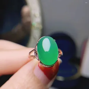 Küme halkaları moda büyük değerli taş gümüş yüzük parti için 10mm 14mm doğal chalcedony 925 mücevher