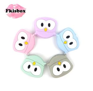 Halsketten Fkisbox 20pc Silicon Mini Owl Teether Perle BPA kostenlos Baby Zahne Halskette Schmuck DIY Weiche Weihnachtsferiengeschenke Zubehör Accessoires