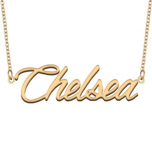 Chelsea Namepleate Altın Özel Adı Kolye Kişiselleştirilmiş Kolye Erkekler Erkek Doğum Günü Hediyesi En İyi Arkadaşlar Mücevher 18k Altın Kaplama Paslanmaz Çelik