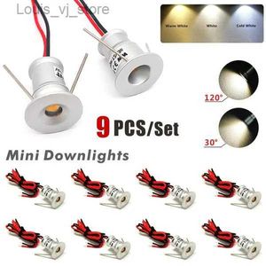 Downlights 9pcs Su geçirmez mini LED ışık 1W Dışarıdaki Dökme Işıkları 15mm Downlight Party Dekorasyonu 3-3.4V/300mA 12V 30D/120D derece YQ240226