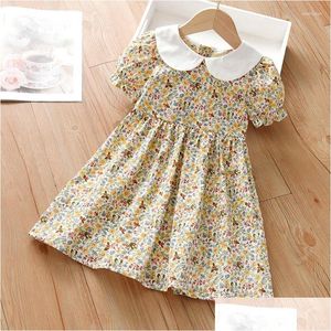 Abiti da ragazza Ragazza Little Maven 2023 Neonate Abito floreale Estate Maniche piuttosto corte Abiti Abiti di cotone Comfort per bambini 2-7 Dh4Dc