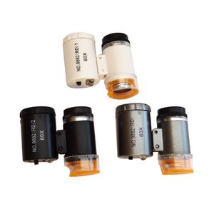 LED Takı Cam Mikroskop 60x Büyütme Büyüteç Lens Lensler Cep Mini UV Işığı Diamond Pul Okuma Onarım Saatleri 9882 Stil A 9882RD
