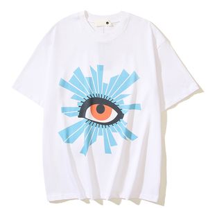 Göz Basılı Vintage T-Shirt Erkekler Yaz Yuvarlak Boyun Hip Hop Tshirts Pamuk Tee 3 Renk Sokak Giyim Giyim