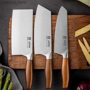 Mutfak Bıçakları Profesyonel Japon Mutfak Şef Bıçağı Set et Balıkları Sebze Dilimler Kesici Paslanmaz Çelik Kasap Bıçağı Kutu Q240226