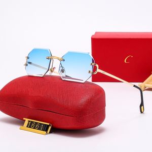 Designer-Brille Lunette Sonnenbrille Catier für Männer Büffelhornspiegel Frauen klare Buffs randlose Sonnenbrille Carti Pink N8PS #