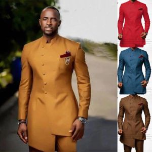 Takım elbise 20 renk Hint Düğün Erkek Takım Tailormade Slim Fit En İyi Adam Damat Elbise Smokedo Prom Yemeği Altın Robe Blazer Pantolon 2 PCS