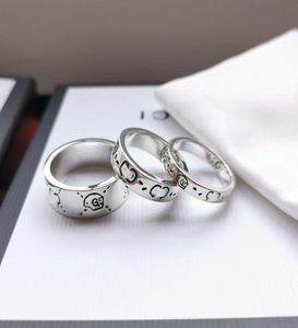 Yeni ünlü moda 925 STERLING Gümüş Kafatası Yüzüğü Erkekler ve Kadınlar İçin Düğün Orijinal Kutu Lüks Takı Gelin Hediye8439541