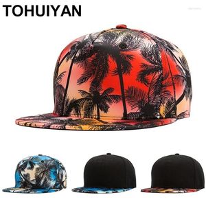 Top Caps Tohuiyan Hawaiian Yaz Kapağı Erkekler İçin 3D Baskı Snapback Hat Street Dance Hip Hop Kadınlar Düz Vizör Beyzbol Şapkaları Gorras