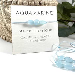 Boncuklu Aquamarine Bilezik Doğal Aquamarine Taş Taş Doğum Taşı Bileklik Aquamarine Takı Kadınlar Erkek Kristal Arkadaşlık Hediyesi YQ240226