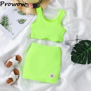 Follow 4-7y Childrens Abbigliamento da ragazza set di canotte solide e hip ski 2024 Summer Childrens Girl Girl Athletic Clothing Set 240225