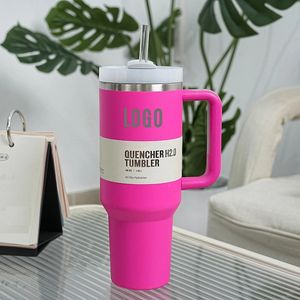 H2.0 40oz Paslanmaz Çelik Tumbler Silikon Saplı Kapak ve Saman Siparişi 2. Nesil Araba Kupaları Vakum Yalıtımlı Su Logo W24-46 ile 40 Oz Şişeler