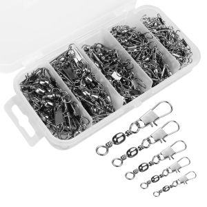 Fishhooks 200pcs 200pcs Namlu Snap Döner Balıkçılık Aksesuarları, Toplu Yatak Dönen Dalgalı Premium Fishing Dişli Ekipmanları Snaps Connector Lures