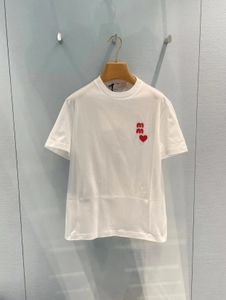 Aşk Mektubu Patch Nakış T-Shirt Yaz Moda Çok Yuvarlak Yuvarlak Boyun Pamuk Kısa Kollu Tişört