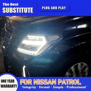 Lâmpada dianteira luz de circulação diurna streamer indicador de sinal de volta para nissan patrol y62 led conjunto do farol do carro 13-18 peças de automóvel