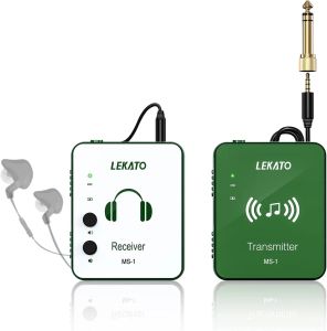 Fones de ouvido LEKATO Sistema IEM sem fio com receptor transmissor Sistema de monitor inEar sem fio 2,4 GHz automático para Studio Live (MS1G)