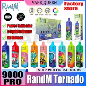 Orijinal Randm Tornado 9000 Pro Puffs 9000 Tek Kullanımlık E Sigara Bobin 9K Puflar Tek Kullanımlık Vape Vaper Kalem Vape 9000 Buhar Dijital Oyunla Şarj Edilebilir