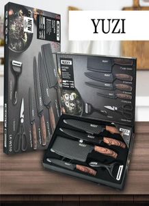 Conjunto de facas de cozinha de aço inoxidável, faca de chef, tesoura, casca de cerâmica, cutelo de carne, ferramentas utilitárias para cozinhar 4582554