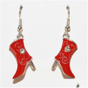 Dungle Chandelier Fashion- Sat çinko alaşım damlası kırmızı kovboy çizmeleri cazibe kolye küpeler diy kadın mücevher tatil hediyeleri 20p dhbfi