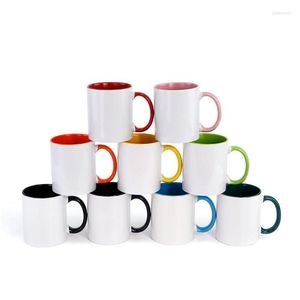 Кружки с индивидуальным логотипом, 350 мл, 11 унций, керамическая кружка, сердце, круглая ручка, персонализированное изображение, печать, сублимационная пустая цветная чашка для кофе, чая, капля Dhomv