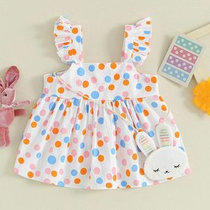 Girl Dresses Toddler Baby Summer Dress Dress Fashion Square Neck Dots Stampare bambini A-Line con abiti da borsa set