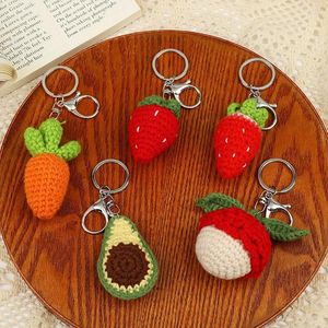 Anahtarlık sevimli örgü meyve anahtarlık yaratıcı örgü kiraz çilek araba tuşları çanta aksesuarları için toptan dokulu anahtarlar