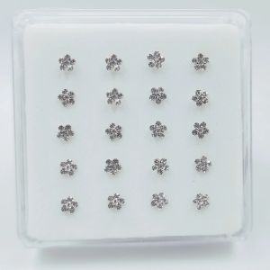Takı 925 Sterling Gümüş Burun Sapı Berrak kristal çiçek burun pimi kemik moda gövdesi Piercing Nostril Takı Kadınlar için 20 PCS/PACK