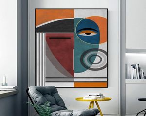Özet Yüz Çizgisi İskandinav Poster Duvar Sanat Resimleri Oturma Odası Tuval Boyama Modern Ev Dekoru Kanepe Renkli Geometri2205937