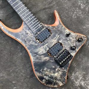 Üreticinin Doğrudan Satış Şeffaf Siyah Boz Yüzey Katmanı İthal Altıgen Pikap Başsız Elektro Gitar