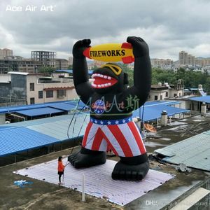 Toptan 8 m H 26.2ft yüksekliğinde şişme havai fişekler Roket King Kong Ateş Ok Ücretsiz Logo Dev Pop-Up Goril Havai Fişek Modeli Promosyon için