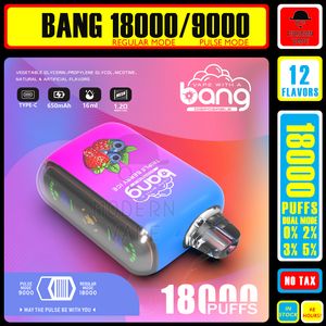 18k затяжка Original bang 9000 Puff-18000 puff Set Большой испаритель Одноразовая вейповая сетка для электронной сигареты Катушка со светодиодной лампой Перезаряжаемая батарея 9k затяжек 18k затяжек vaper два режима