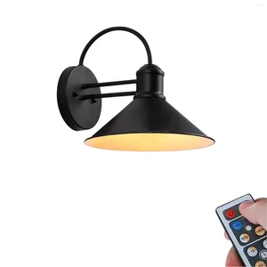 Duvar lambası 1pcs 55 Lümen Pil Çalıştır Kablosuz Sconce Dimmabable Uzaktan Kumanda Retro Metal Su Geçirmez Çatı katı (Pil Yok)