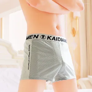 Unterhosen Atmungsaktive Eis Seide Mesh Männer Pfeil Hosen Lose Männer Unterwäsche Elastische Bund Junge Boxer Shorts Nahtlose Männlich