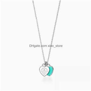 Ожерелья с подвесками Дизайнерский дизайн Мода сочетается со всем Классический домашний высокий S925 Sterling Sier Двойное сердце Очарование Капля клея Se Dhi46