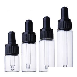 Paketleme Şişeleri Toptan Amber Clear Cam Damla Şişe 5ml 10ml 15ml 20ml Şeffaf Pipet Flakon 1000 PCS Bırakma Dağıtım Ofisi DHX5N