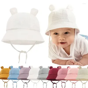 Мячовые шапки, детская шапка, муслиновое ведро для младенцев, детские летние пляжные шапки с медвежьими ушками для мальчиков и девочек, пасхальные шапки для малышей 3-12 месяцев