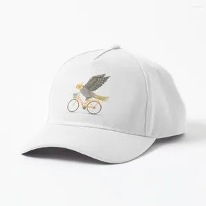 Шариковые кепки Cockatiel On A Bicycle Cap, разработанные и проданные бестселлером Софи Корриган